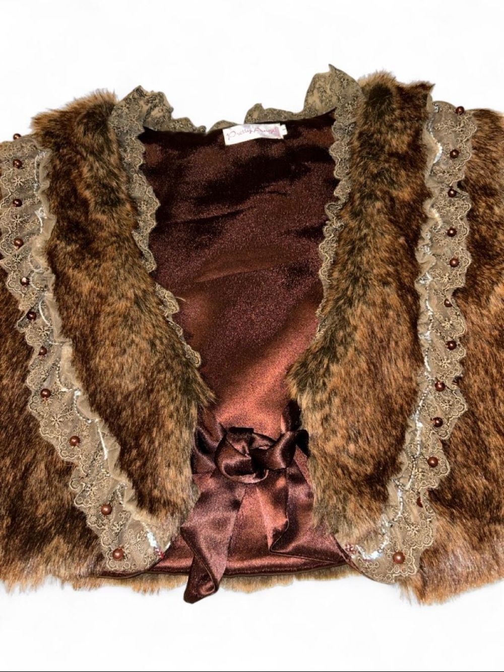 Pretty Angel Brown Faux Fur & Lace Vest 🤎✨ - Picture 2 of 7